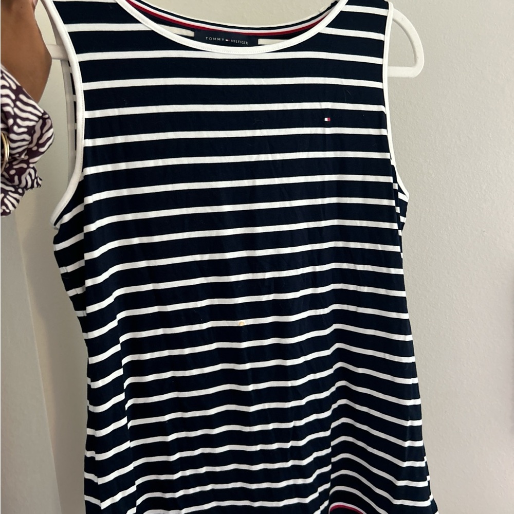 Tommy Hilfiger Navy and White Striped Top